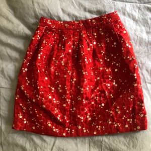 Lauren Monday red and gold shiny skirt